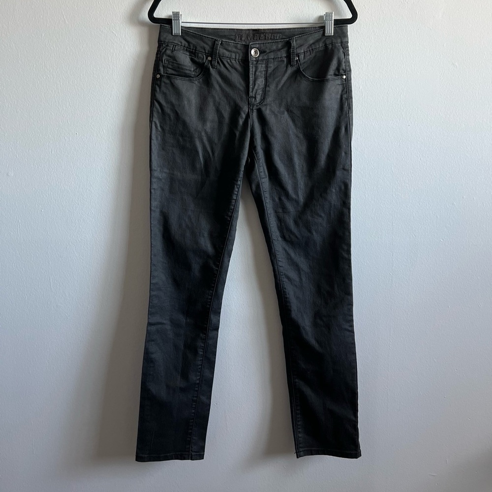 Parasuco Skinny Leg Mid-Rise Shinny/Wet Look Denim Jeans - Size 29 in All Black